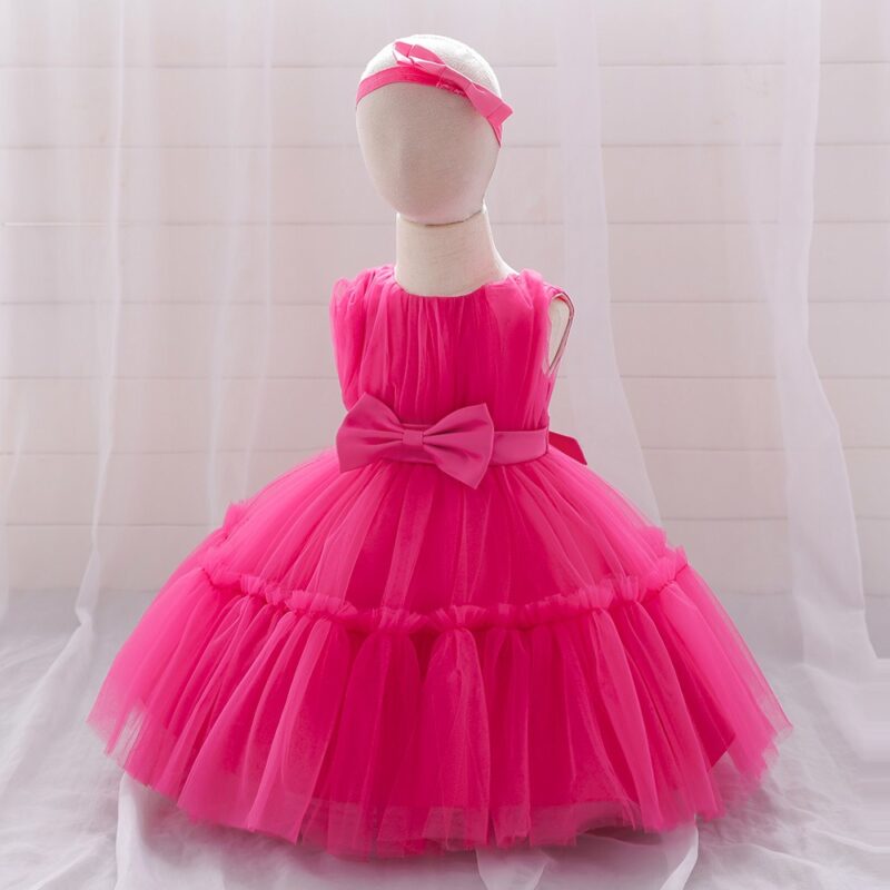 Children's mesh dress princess dress baby fluffy dress baby one year old wedding dress evening dress - Image 4