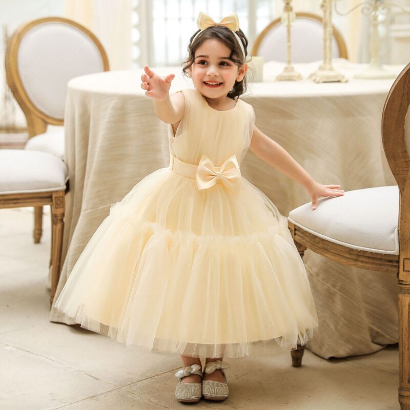 Children's mesh dress princess dress baby fluffy dress baby one year old wedding dress evening dress - Image 8