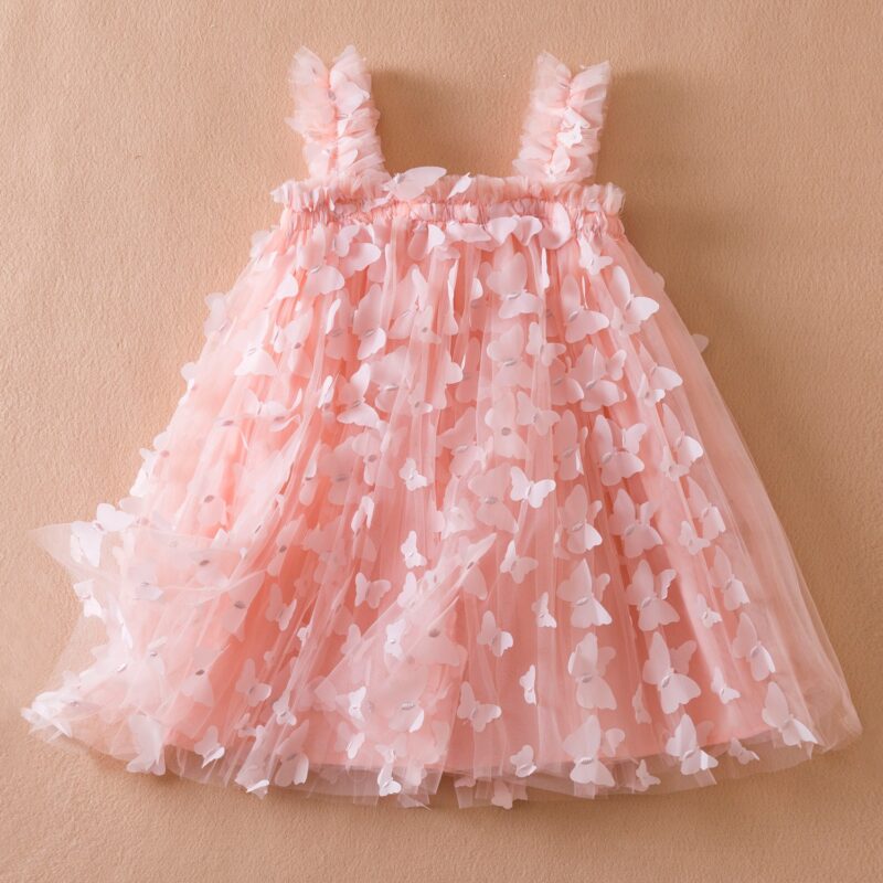 New children's dress, embroidered butterfly suspender dress, sweet princess dress, mesh fluffy dress, girl's dress - Image 5