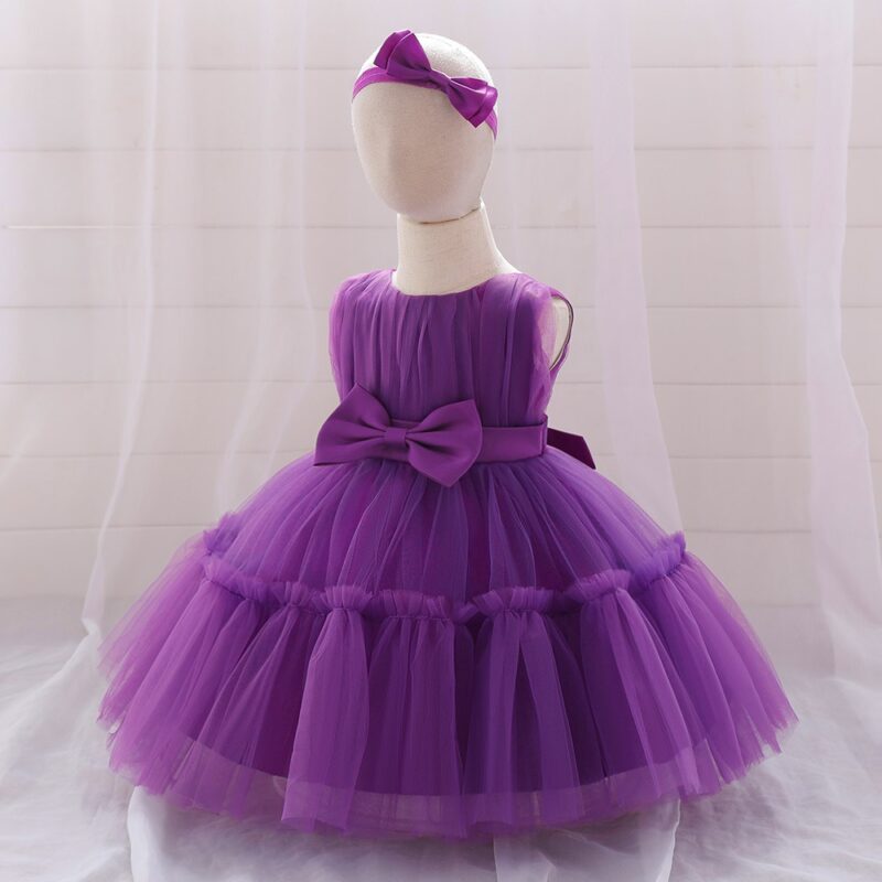 Children's mesh dress princess dress baby fluffy dress baby one year old wedding dress evening dress - Image 2