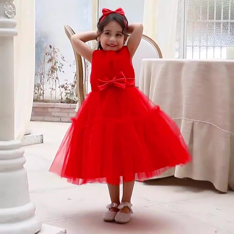 Children's mesh dress princess dress baby fluffy dress baby one year old wedding dress evening dress - Image 16