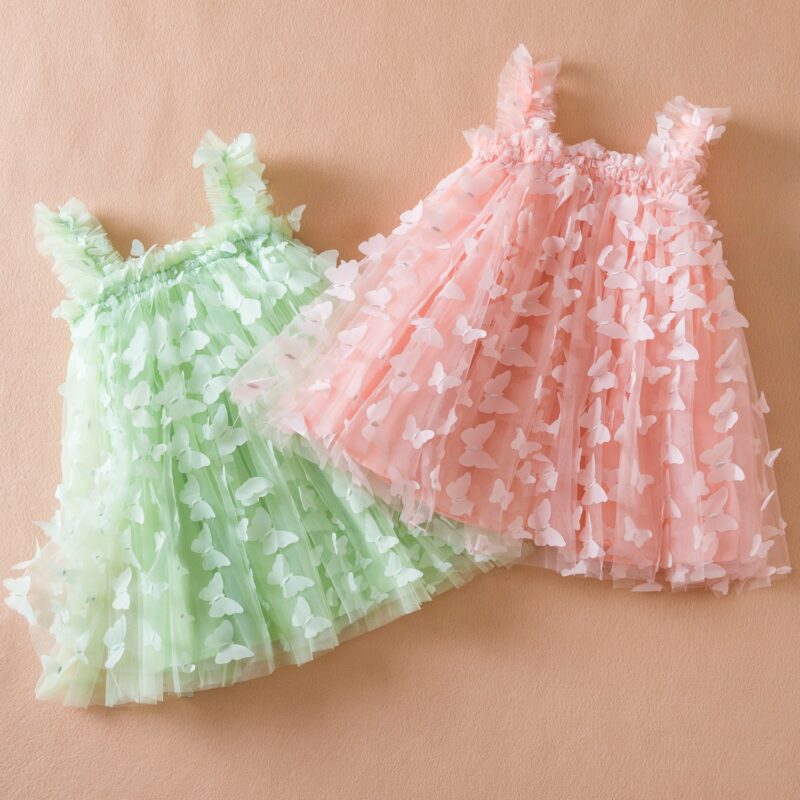 New children's dress, embroidered butterfly suspender dress, sweet princess dress, mesh fluffy dress, girl's dress - Image 7
