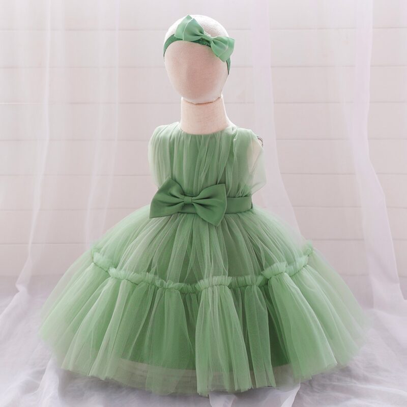 Children's mesh dress princess dress baby fluffy dress baby one year old wedding dress evening dress - Image 3