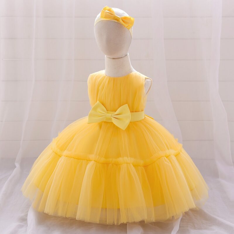 Children's mesh dress princess dress baby fluffy dress baby one year old wedding dress evening dress - Image 5