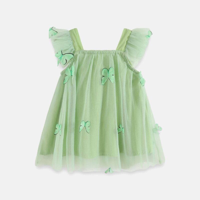 Flying sleeve suspender mesh skirt children suspender dress - Image 3