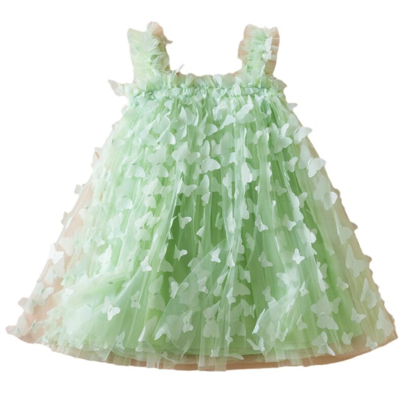New children's dress, embroidered butterfly suspender dress, sweet princess dress, mesh fluffy dress, girl's dress - Image 3