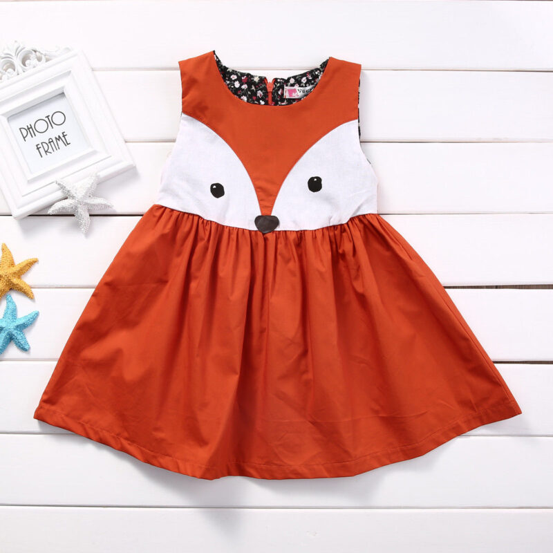 Playful Fox-Print Toddler Sundresses | Sleeveless Cotton Party Wear - Image 5