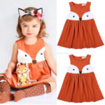 Playful Fox-Print Toddler Sundresses | Sleeveless Cotton Party Wear