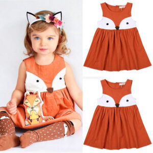 Playful Fox-Print Toddler Sundresses | Sleeveless Cotton Party Wear