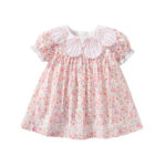 Delicate Floral Baby Princess Dresses | Pink Lace Collar Summer Skirts