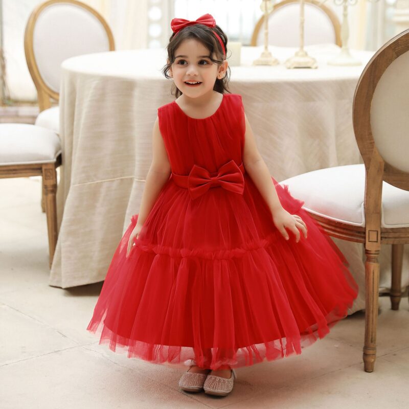 Children's mesh dress princess dress baby fluffy dress baby one year old wedding dress evening dress - Image 9