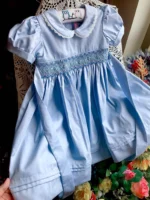 Vintage Handmade Cotton Kids' Party Dresses | Blue Wedding Princess Attire