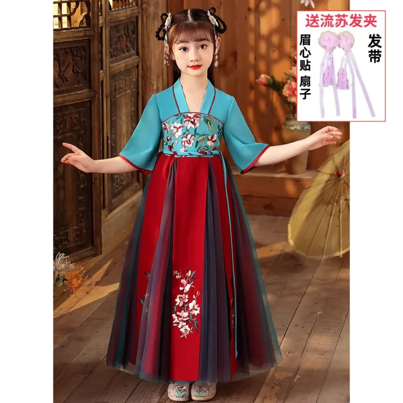 Ethnic Style Hanfu Vintage Kids Clothes Girls Dress Fashion Children's Clothing Cosplay Costumes Party Stage Streetwear Fairy - Image 8