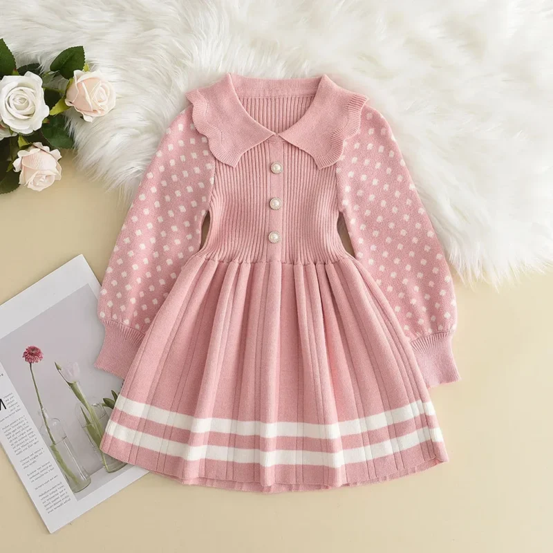 Bear Leader Autumn Winter Girls Sweater Long Sleeve Dress Vest Stripe Party Girl Baby Retro Knitted Wool Dress Casual Vestidos - Image 15