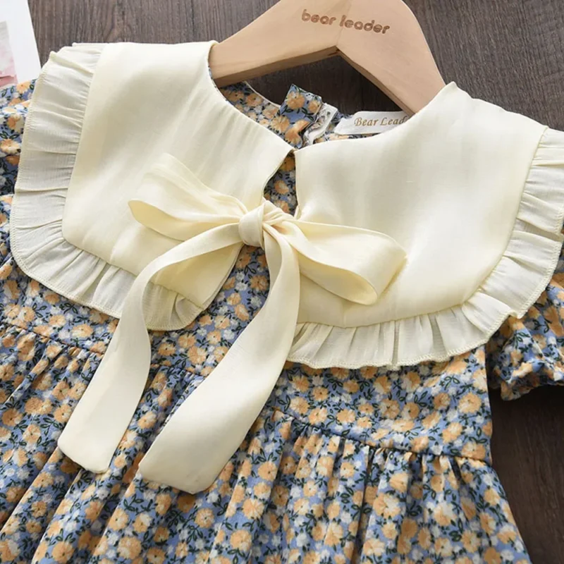 Menoea Summer Floral Print Lolita Child Clothes Sweet Girls Dress Elegant Children Teens Party Princess Sundress 2 7 Year - Image 3