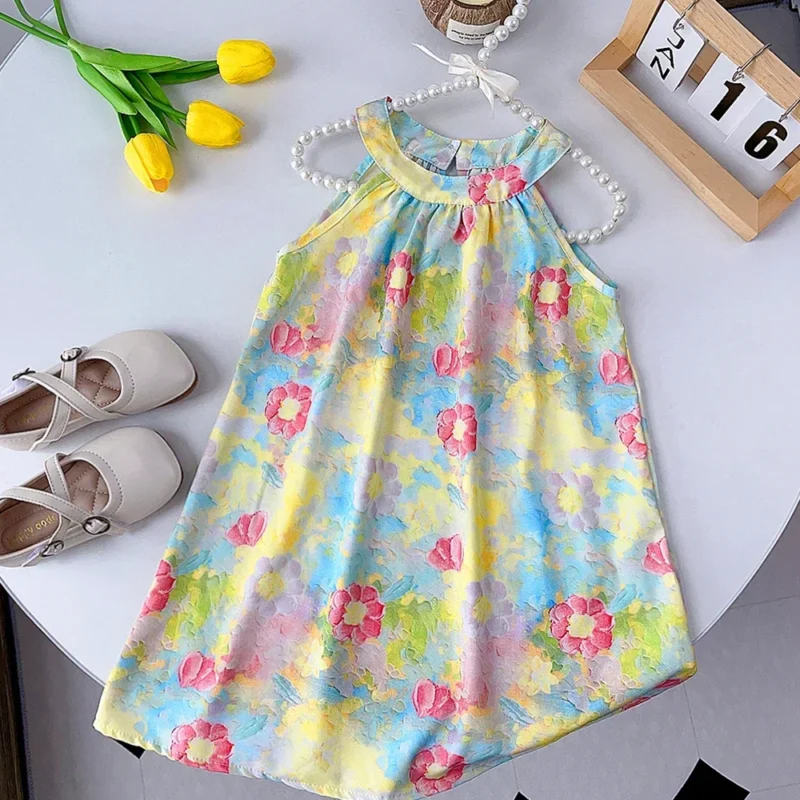 Menoea Summer Floral Print Lolita Child Clothes Sweet Girls Dress Elegant Children Teens Party Princess Sundress 2 7 Year - Image 7