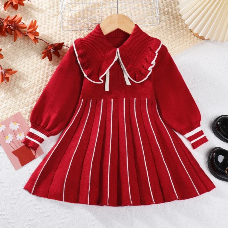 Bear Leader Autumn Winter Girls Sweater Long Sleeve Dress Vest Stripe Party Girl Baby Retro Knitted Wool Dress Casual Vestidos - Image 16