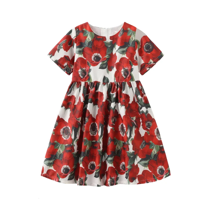 2025 Children Girls Casual Dress Floral Print Toddler Designer Clothes for Princess Party Fashion Elegant Keen-length Costume - Image 20