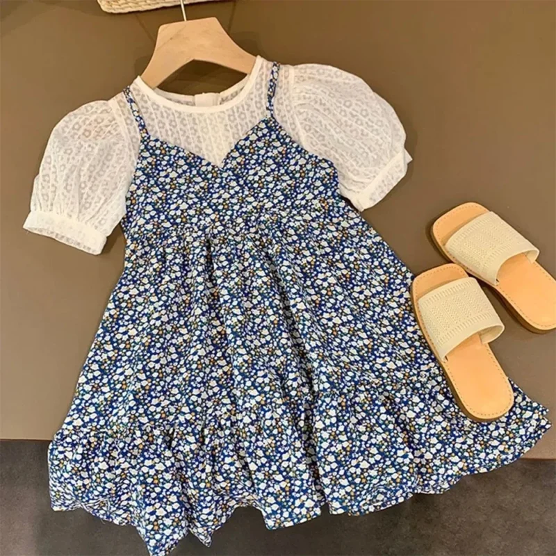 Menoea Summer Floral Print Lolita Child Clothes Sweet Girls Dress Elegant Children Teens Party Princess Sundress 2 7 Year - Image 8