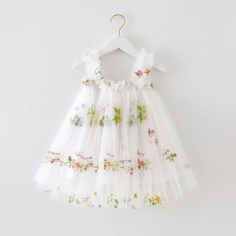 Toddler Baby Girls Summer Dress Puffy Mesh Tutu Princess Floral Embroidery Suspender Dress Baby Girls Birthday Party Clothes - Image 11
