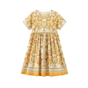 2025 Children Girls Casual Dress Floral Print Toddler Designer Clothes for Princess Party Fashion Elegant Keen-length Costume