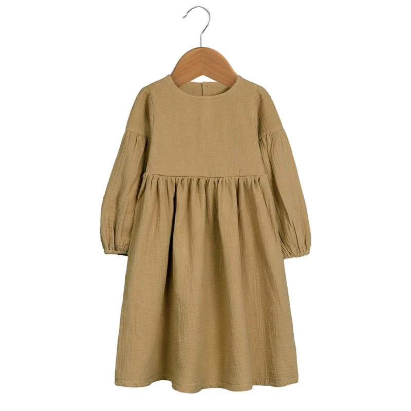 Children Dress For Girl Sprint Autumn  Solid Long Sleeve Rural Princess Clothing Toddler Teen Casual Outdoor Korean Clothes - Image 3