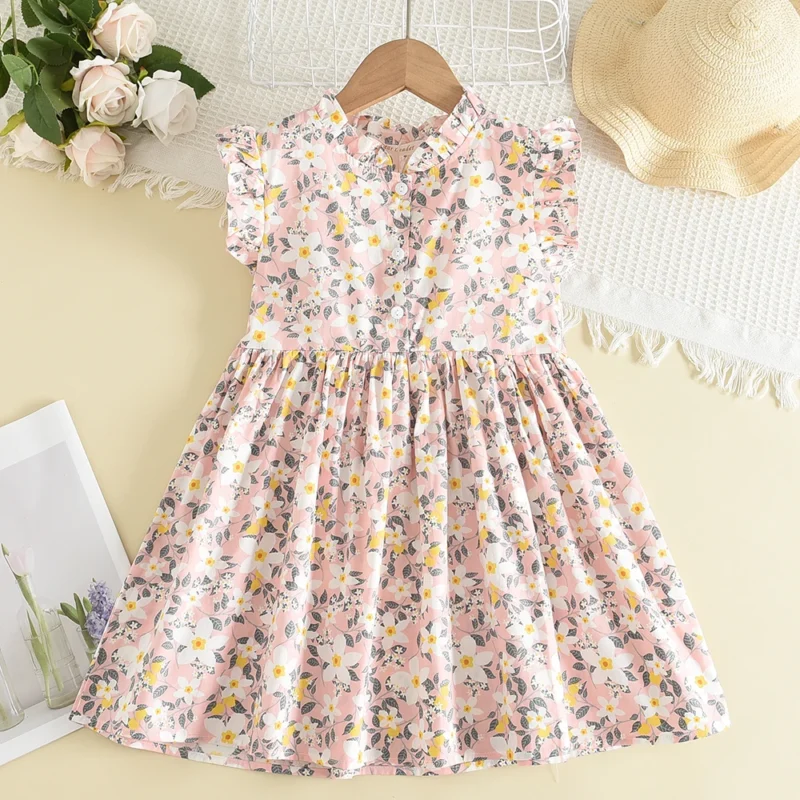 Bear Leader Girls Flower Embroidered Dress Summer Retro Flying Sleeve Princess Dresses Children Casual Clothes Fashion 2-6 Years - Image 17
