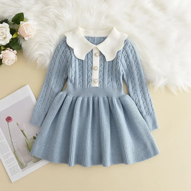 Bear Leader Autumn Winter Girls Sweater Long Sleeve Dress Vest Stripe Party Girl Baby Retro Knitted Wool Dress Casual Vestidos - Image 14