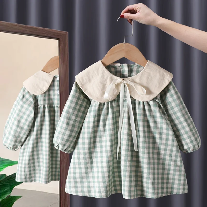 Spring fall toddler kids Girls' Clothes baby Bow Long sleeved Dresses costume for children Girl clothing outer Wear Casual Dress - Image 3