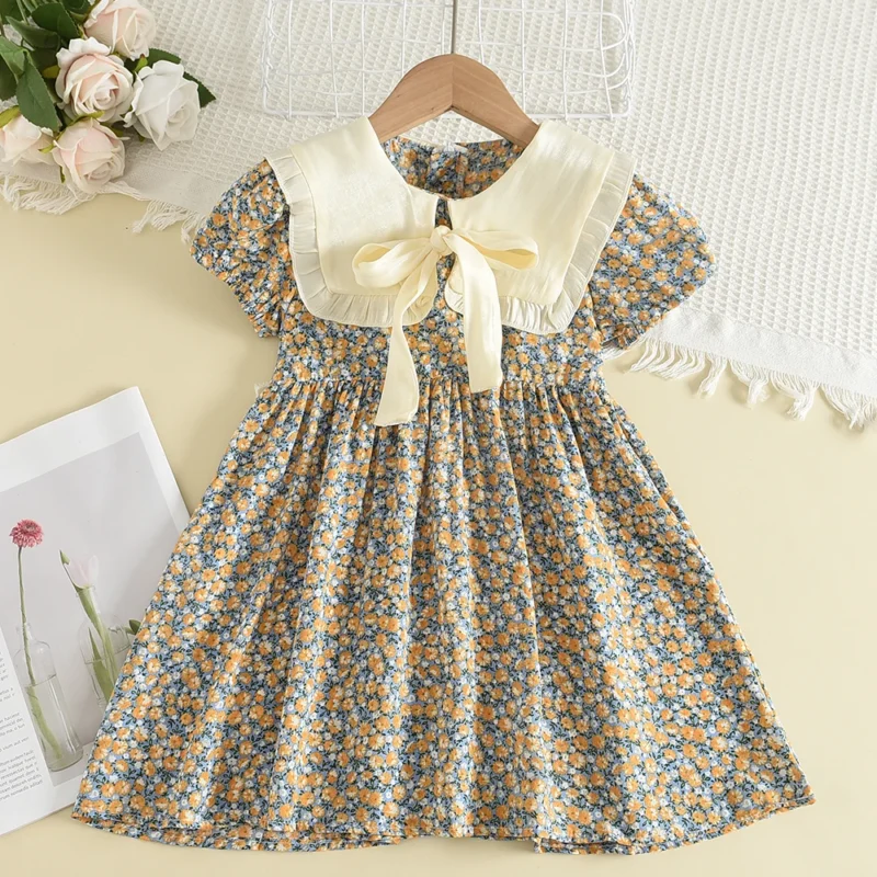 Bear Leader Girls Flower Embroidered Dress Summer Retro Flying Sleeve Princess Dresses Children Casual Clothes Fashion 2-6 Years - Image 16