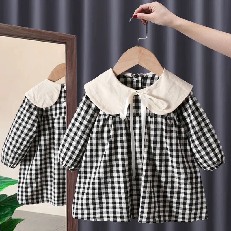 Spring fall toddler kids Girls' Clothes baby Bow Long sleeved Dresses costume for children Girl clothing outer Wear Casual Dress - Image 2