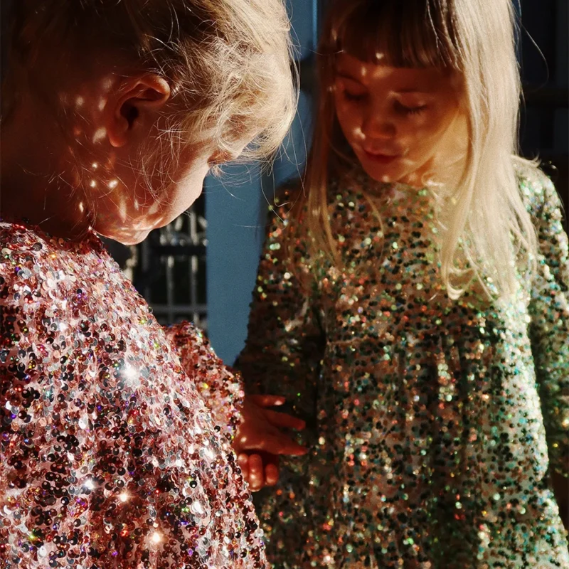 2024 Christmas KS Girls Princess Mesh Dress Kids Pretty Sequin Dresses Baby Cute Skirt Carnival Party Children Voile Dress Gifts - Image 4