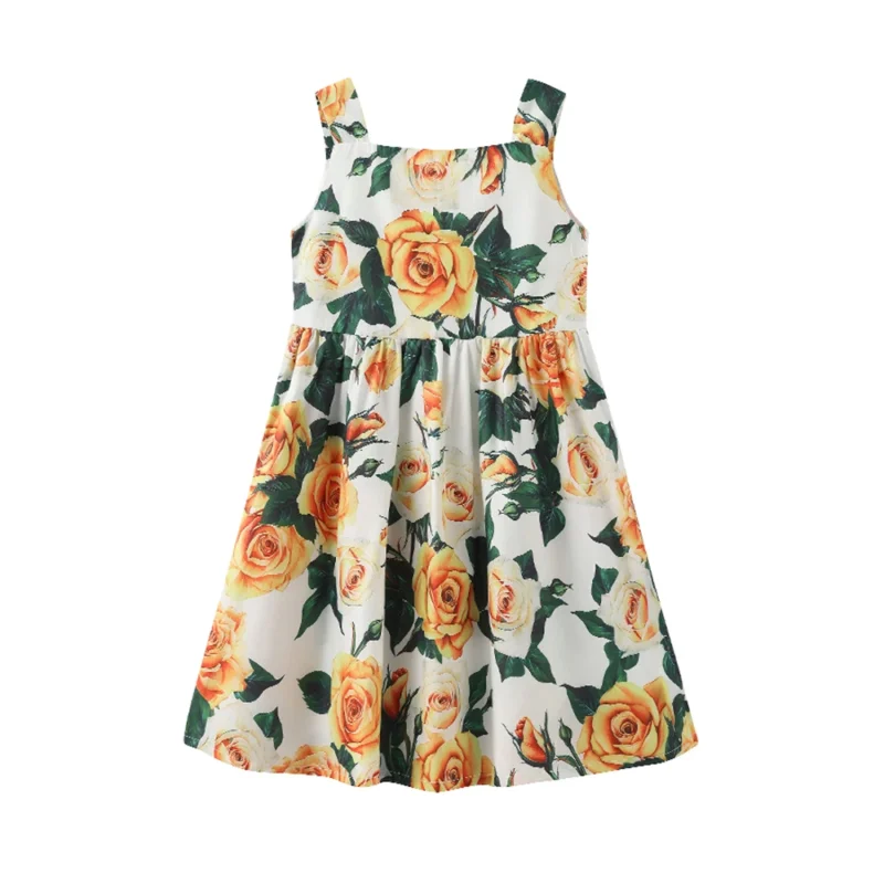2025 Children Girls Casual Dress Floral Print Toddler Designer Clothes for Princess Party Fashion Elegant Keen-length Costume - Image 4