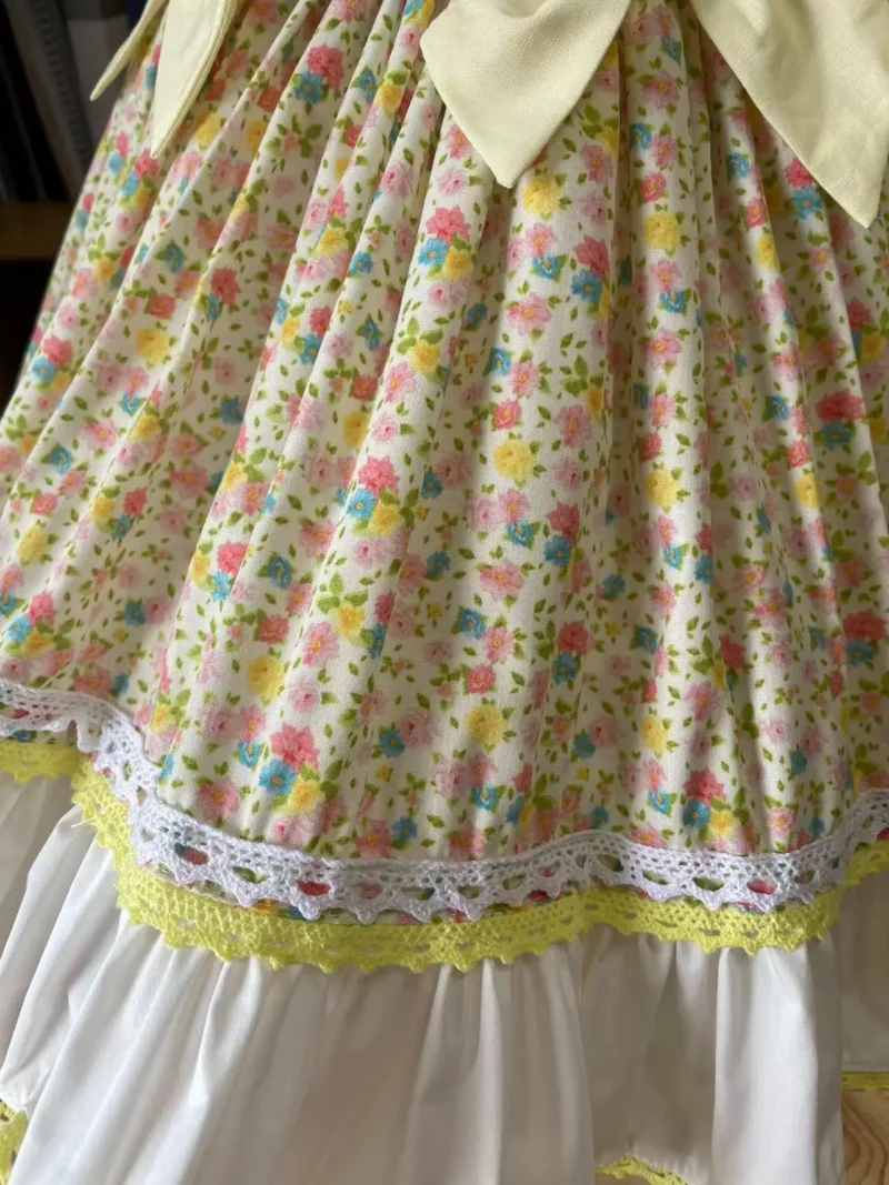 0-12Y Girl Summer Yellow Floral Duck Embroidery Turkish Vintage Lolita Princess Ball Gown Dress for Birthday Holiday Eid - Image 4