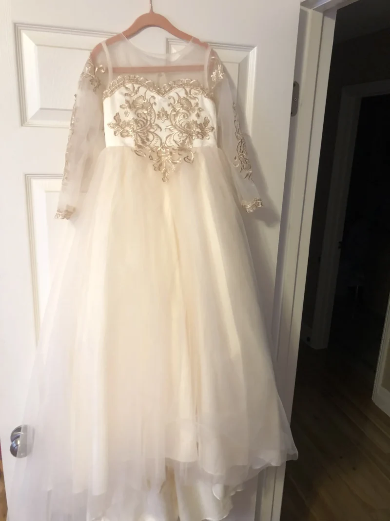 White Lace Child Flower Girl Dress Tulle Appliques Princess Floor Length for Wedding Party Baptism First Communion Gown - Image 14