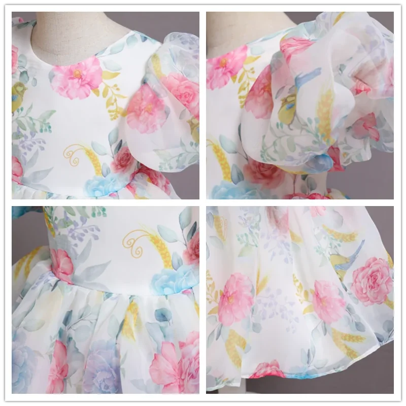 Flower Girls Summer Dresses for Wedding Backless Elegant Kids Birthday Party Gala Dress Puff Sleeve Children Communion Costumes - Image 4
