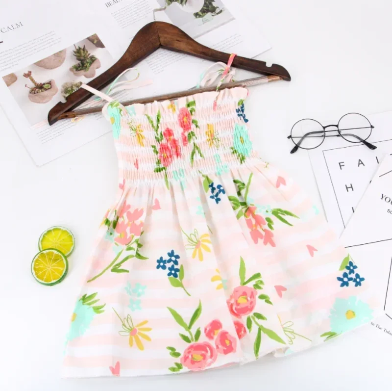 Baby Girl Summer Cotton Dress Children Fashion Dress Thin Girl Style Halter Skirt Children's Floral Skirt - Image 2