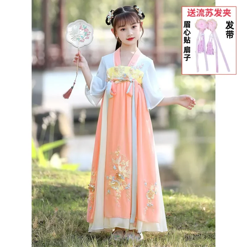 Ethnic Style Hanfu Vintage Kids Clothes Girls Dress Fashion Children's Clothing Cosplay Costumes Party Stage Streetwear Fairy - Image 9