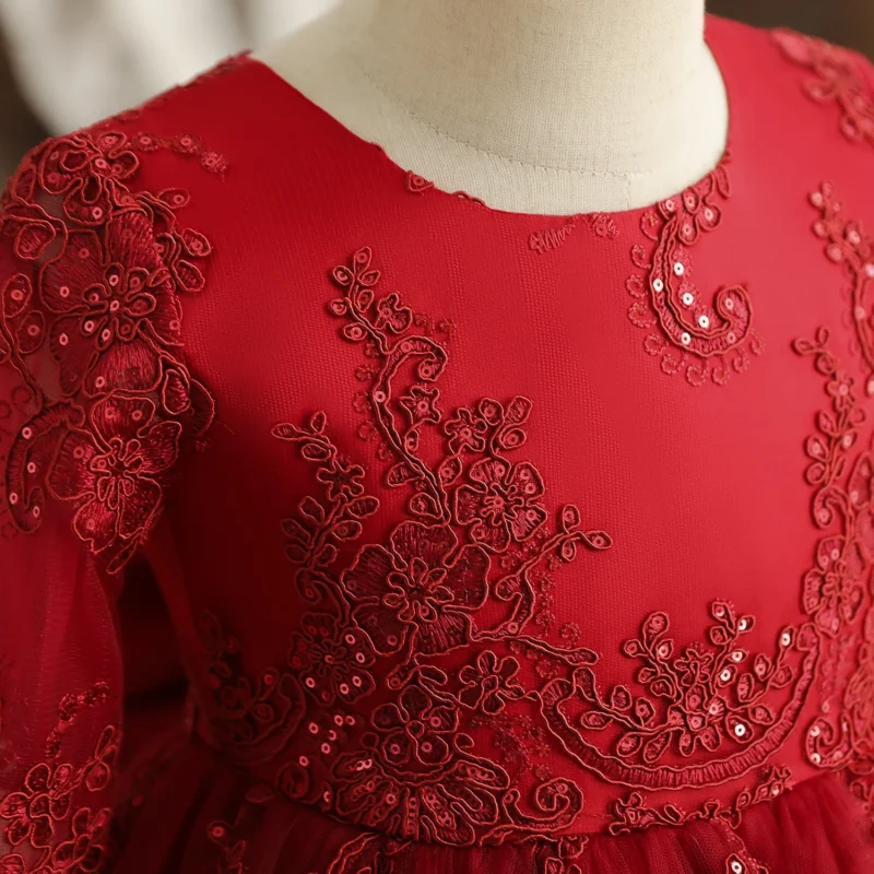 Baby Girls Princess Party Dresses Embroidery Flower Elegant Wedding Birthday Evening Gown Toddler Kids Formal Lace Dress 1-5 Yrs - Image 5