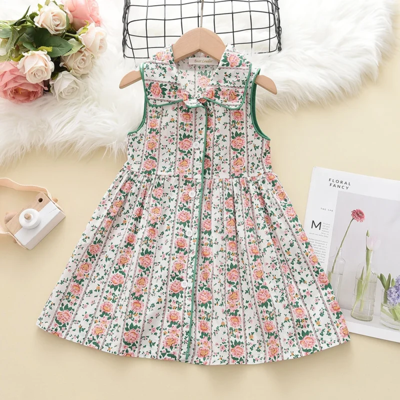 Bear Leader Girls Flower Embroidered Dress Summer Retro Flying Sleeve Princess Dresses Children Casual Clothes Fashion 2-6 Years - Image 15
