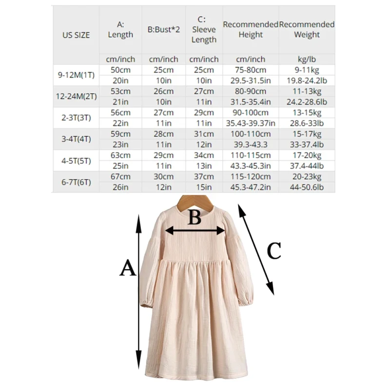 Children Dress For Girl Sprint Autumn  Solid Long Sleeve Rural Princess Clothing Toddler Teen Casual Outdoor Korean Clothes - Image 5