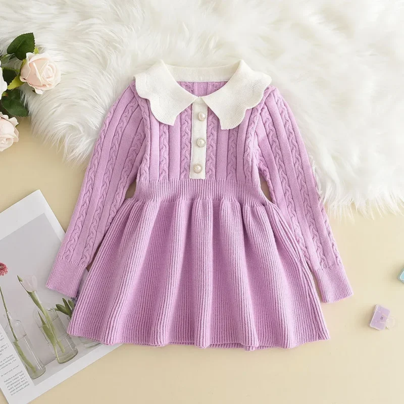Bear Leader Autumn Winter Girls Sweater Long Sleeve Dress Vest Stripe Party Girl Baby Retro Knitted Wool Dress Casual Vestidos - Image 17