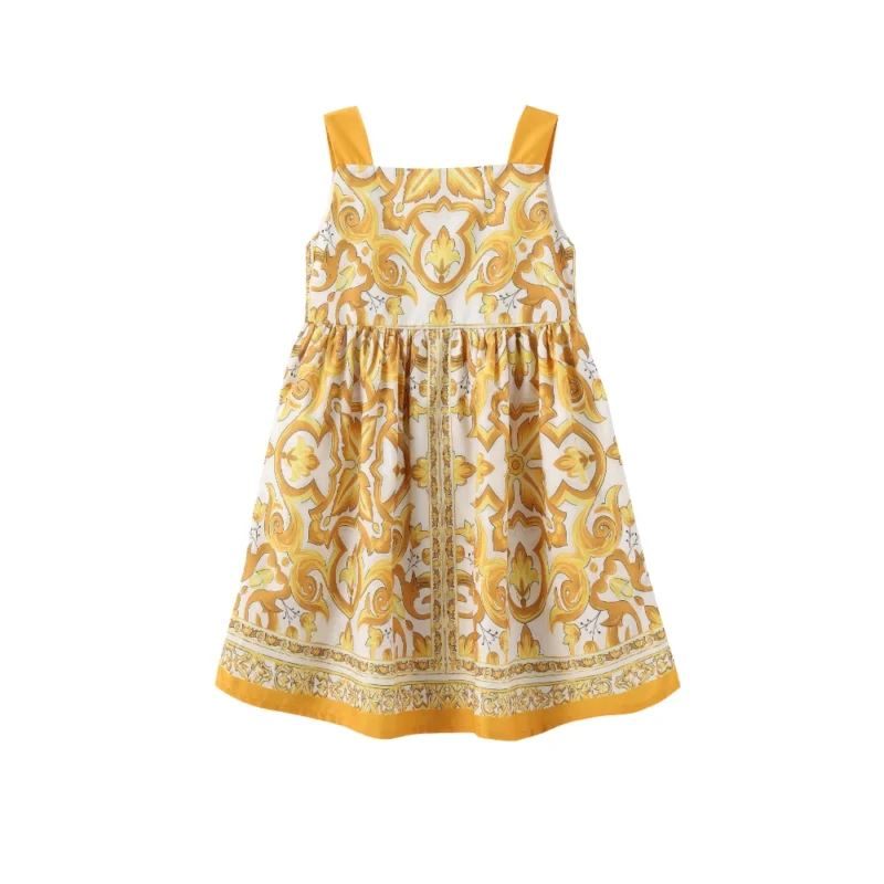 2025 Children Girls Casual Dress Floral Print Toddler Designer Clothes for Princess Party Fashion Elegant Keen-length Costume - Image 2