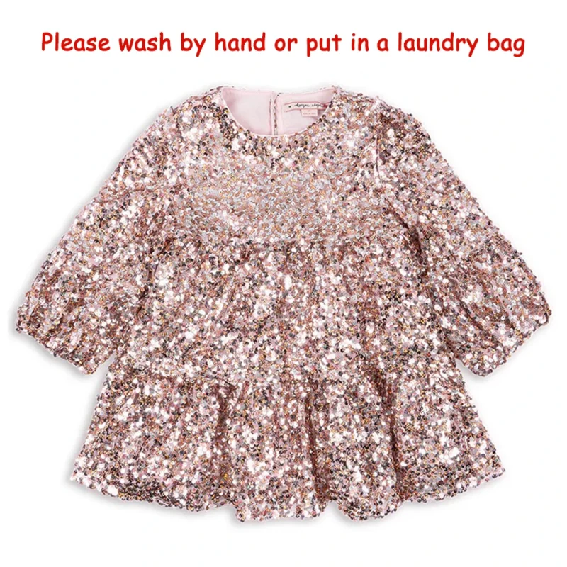 2024 Christmas KS Girls Princess Mesh Dress Kids Pretty Sequin Dresses Baby Cute Skirt Carnival Party Children Voile Dress Gifts - Image 11