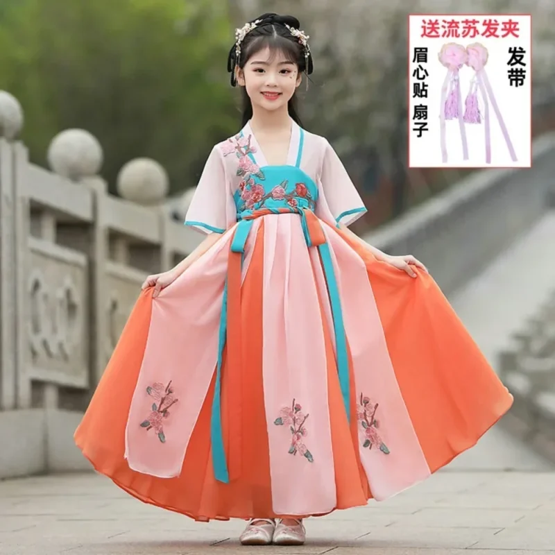 Ethnic Style Hanfu Vintage Kids Clothes Girls Dress Fashion Children's Clothing Cosplay Costumes Party Stage Streetwear Fairy - Image 6