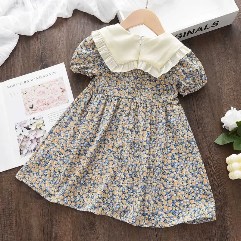 Menoea Summer Floral Print Lolita Child Clothes Sweet Girls Dress Elegant Children Teens Party Princess Sundress 2 7 Year - Image 2