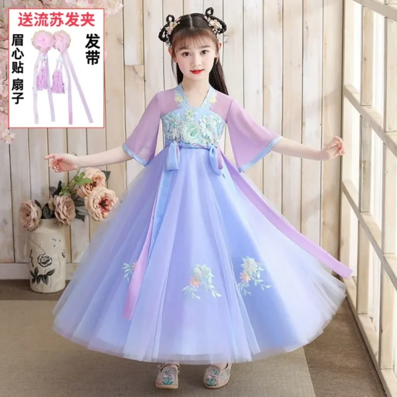 Ethnic Style Hanfu Vintage Kids Clothes Girls Dress Fashion Children's Clothing Cosplay Costumes Party Stage Streetwear Fairy - Image 2