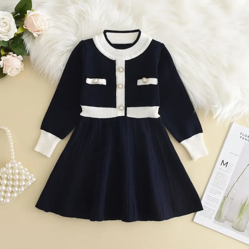 Bear Leader Autumn Winter Girls Sweater Long Sleeve Dress Vest Stripe Party Girl Baby Retro Knitted Wool Dress Casual Vestidos - Image 10