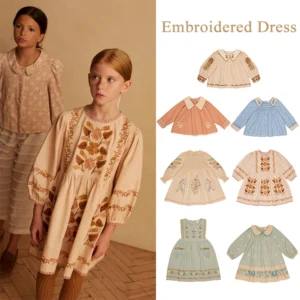 Children's dress 2025 Spring/Summer AP series retro style Gauding Heavy work embroidered floral girls Princess dress