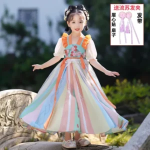 Ethnic Style Hanfu Vintage Kids Clothes Girls Dress Fashion Children's Clothing Cosplay Costumes Party Stage Streetwear Fairy